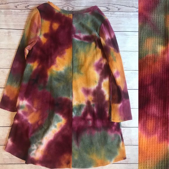 NWT Boutique Tie Dye Waffle Hi-Lo Knit Top S - 3XL - Picture 3 of 7